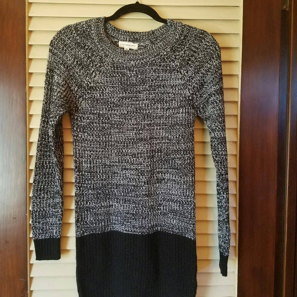 Black and Gray Heathered Sweater Dress